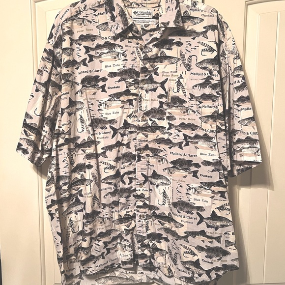 Mens Columbia collared print shirt 2x XXL fish design - Picture 1 of 3